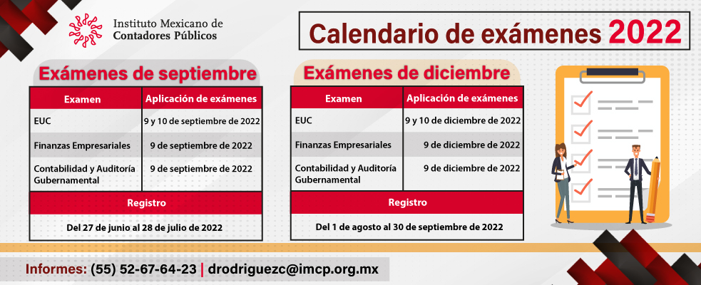 Calendario de exámenes 2022