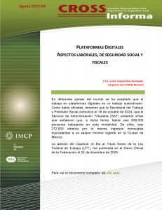 Boletín de Noticias de la CROSS 2025-04 PLATAFORMAS DIGITALES  ASPECTOS LABORALES, DE SEGURIDAD SOCIAL Y FISCALES