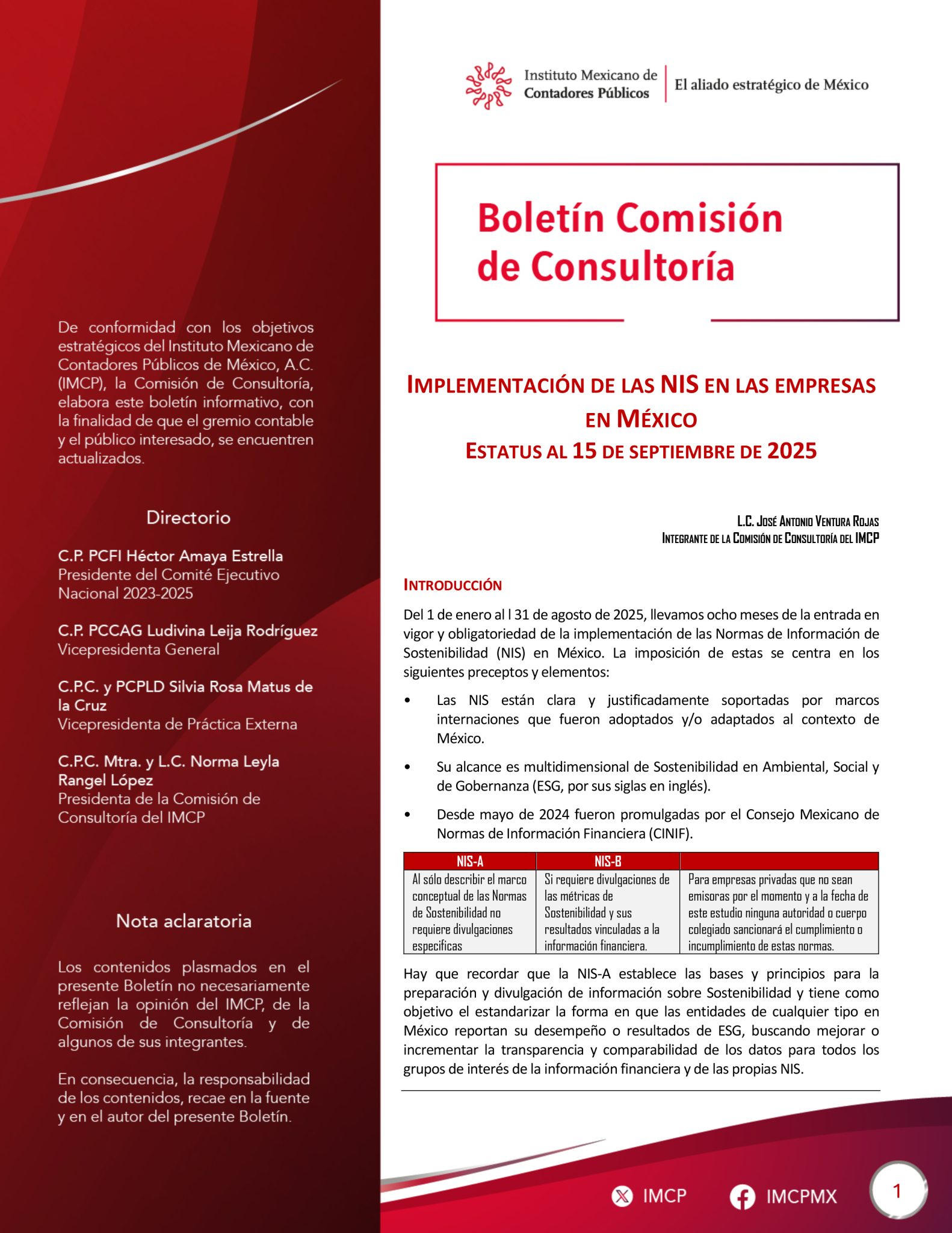 IMPLEMENTACIÓN DE LAS NIS EN LAS EMPRESAS EN MÉXICO ESTATUS AL 15 DE ...
